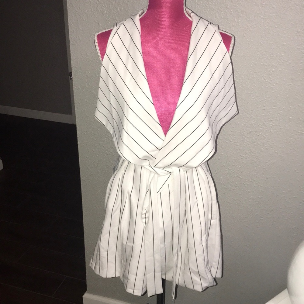 NWT Lucy Paris Striped Tie Waist Pocketed Vest XS
